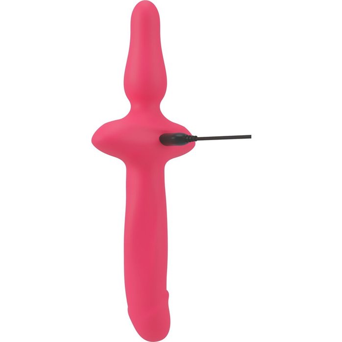 Розовый двусторонний вибратор 2in1 Vibrator Butt Plug - Couples Choice. Фотография 7.