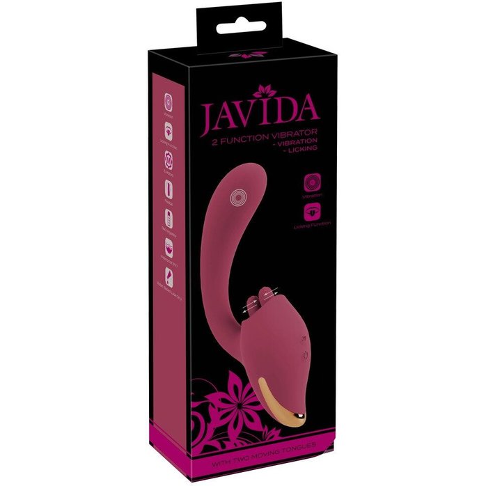 Малиновый вибратор с подвижными язычками 2 Function Vibrator - 20,6 см - JAVIDA. Фотография 2.