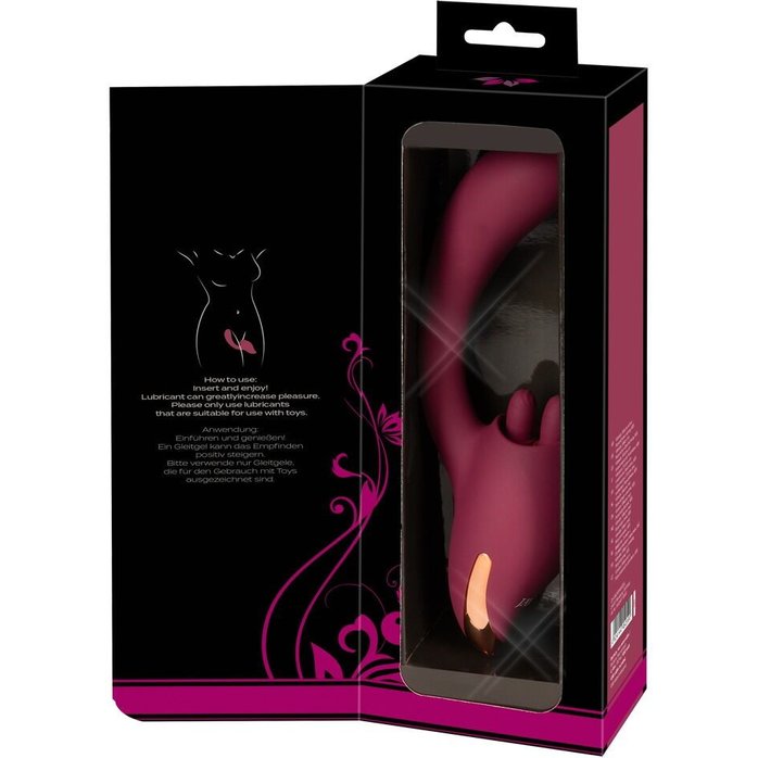 Малиновый вибратор с подвижными язычками 2 Function Vibrator - 20,6 см - JAVIDA. Фотография 3.