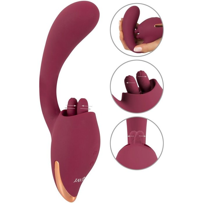 Малиновый вибратор с подвижными язычками 2 Function Vibrator - 20,6 см - JAVIDA. Фотография 4.