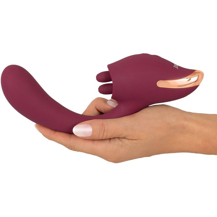 Малиновый вибратор с подвижными язычками 2 Function Vibrator - 20,6 см - JAVIDA. Фотография 9.