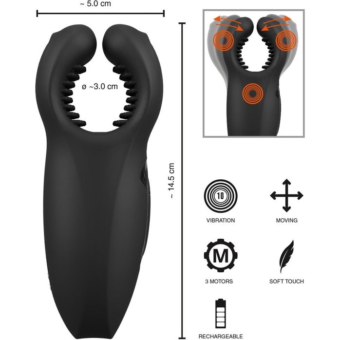 Мужской вибратор-стимулятор Man Wand with Vibration and Moving Wings - Rebel. Фотография 11.