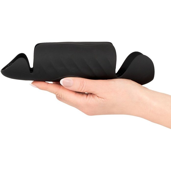 Черный вибромастурбатор с трехточечной стимуляцией Penis Trainer with 3 Point Stimulation - Rebel. Фотография 4.