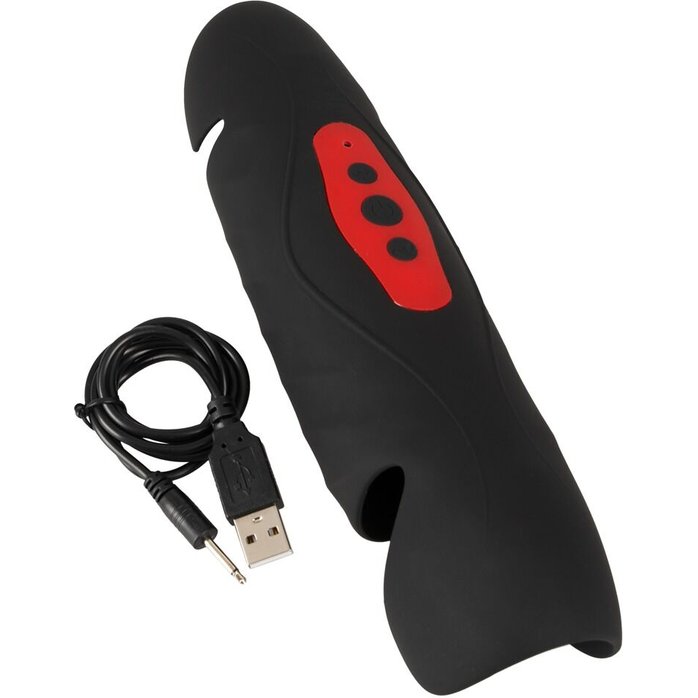 Черный вибромастурбатор с трехточечной стимуляцией Penis Trainer with 3 Point Stimulation - Rebel. Фотография 7.