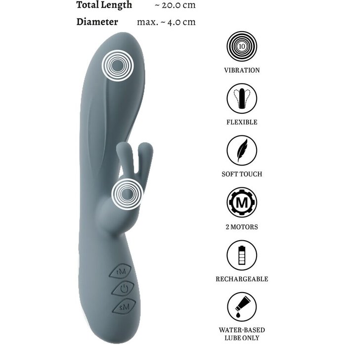 Силиконовый вибратор-кролик VELINA Rabbit Vibrator - 20 см - Beau coeur. Фотография 8.