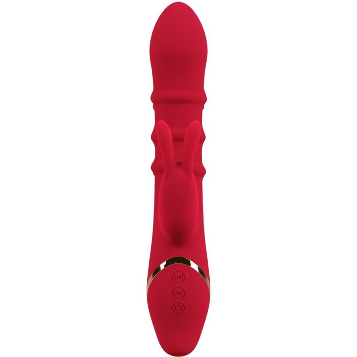 Красный вибратор-кролик с 3 подвижными кольцами Rabbit Vibrator with 3 Moving Rings - 23,7 см - You2Toys. Фотография 3.