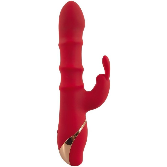 Красный вибратор-кролик с 3 подвижными кольцами Rabbit Vibrator with 3 Moving Rings - 23,7 см - You2Toys. Фотография 5.