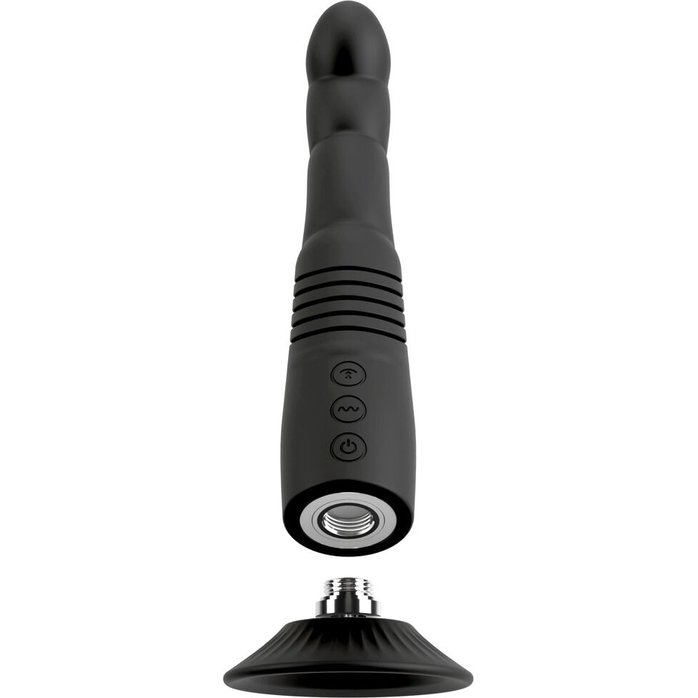 Черный вибратор с поступательными движениями G and P-Spot Thrusting Vibrator - 23 см - Couples Choice. Фотография 4.