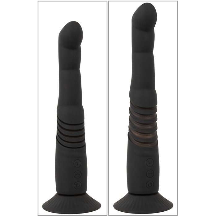 Черный вибратор с поступательными движениями G and P-Spot Thrusting Vibrator - 23 см - Couples Choice. Фотография 5.