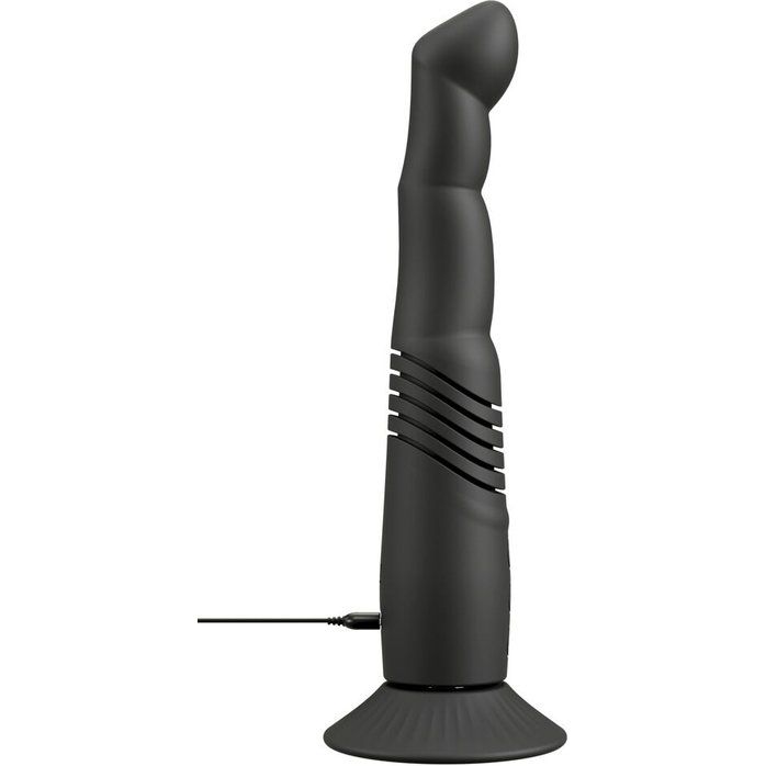Черный вибратор с поступательными движениями G and P-Spot Thrusting Vibrator - 23 см - Couples Choice. Фотография 9.