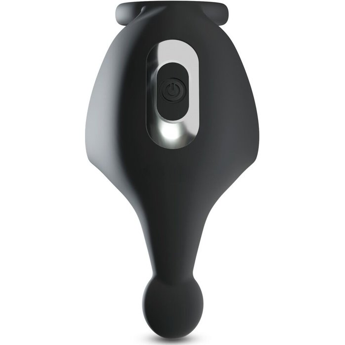 Черная вибронасадка для эрекции и стимуляции мошонки Cock ring with RC ball massager - Rebel. Фотография 5.