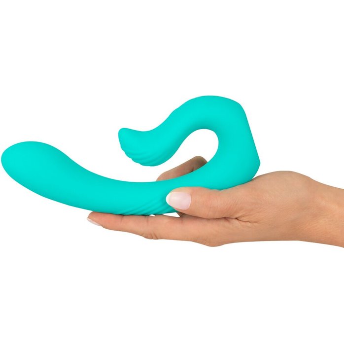 Бирюзовый вибратор NAIRA Dual Heads Vibrator - 17,5 см - Beau coeur. Фотография 6.