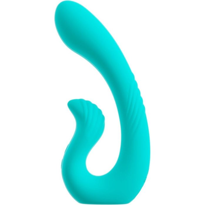 Бирюзовый вибратор NAIRA Dual Heads Vibrator - 17,5 см - Beau coeur