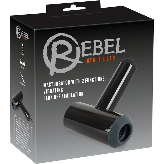 Черный мастурбатор с удобной ручкой Masturbator with 2 Functions - Rebel. Фотография 2.