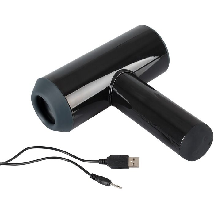 Черный мастурбатор с удобной ручкой Masturbator with 2 Functions - Rebel. Фотография 7.