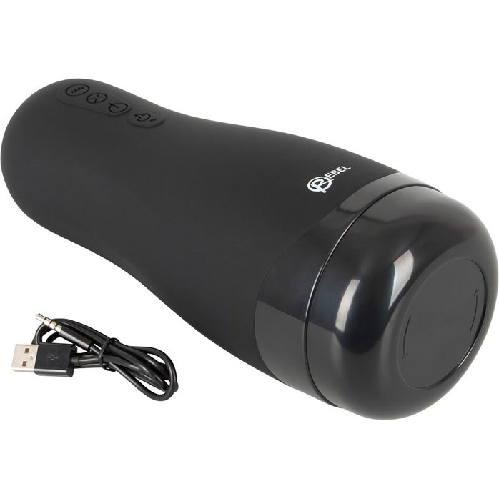 Черный вибромастурбатор с подогревом Masturbator with 3 Functions - Rebel. Фотография 7.