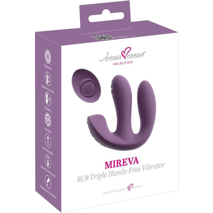 Фиолетовый тройной вибратор MIREVA RC Triple Hands-Free Vibrator - Beau coeur. Фотография 2.