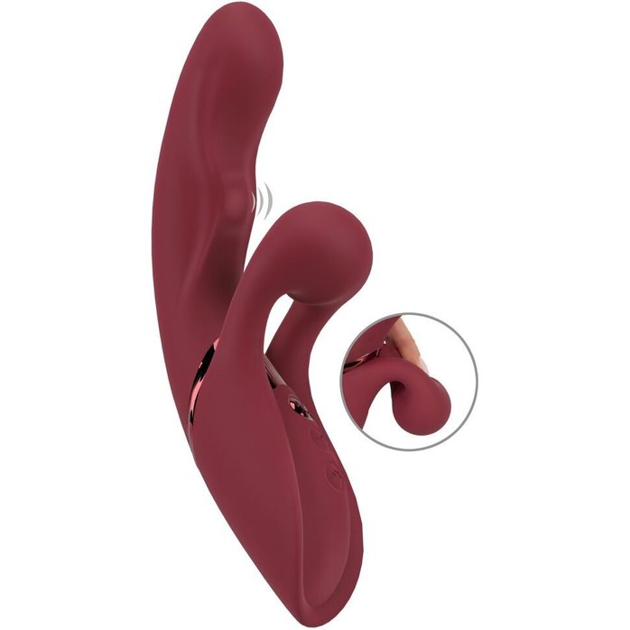Малиновый вибратор-кролик с функцией постукивания 2 Function Rabbit Vibrator - 22,3 см - JAVIDA. Фотография 4.