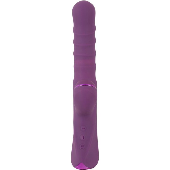 Фиолетовый вибратор-кролик с функцией постукивания и фрикциями 3 Function Rabbit Vibrator - 23,7 см - JAVIDA. Фотография 5.