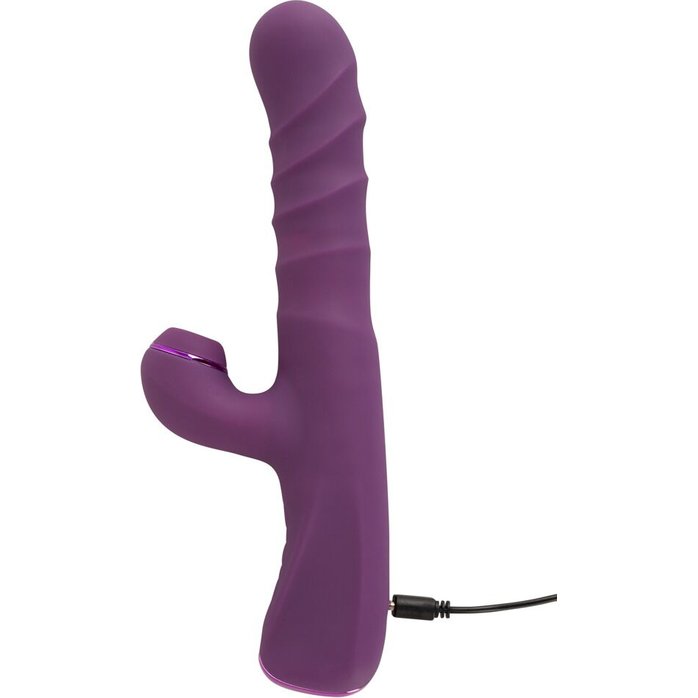 Фиолетовый вибратор-кролик с функцией постукивания и фрикциями 3 Function Rabbit Vibrator - 23,7 см - JAVIDA. Фотография 10.