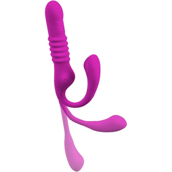 Лиловый вибратор 3 Function Vibrator с функцией фрикций и постукиванием - JAVIDA. Фотография 13.