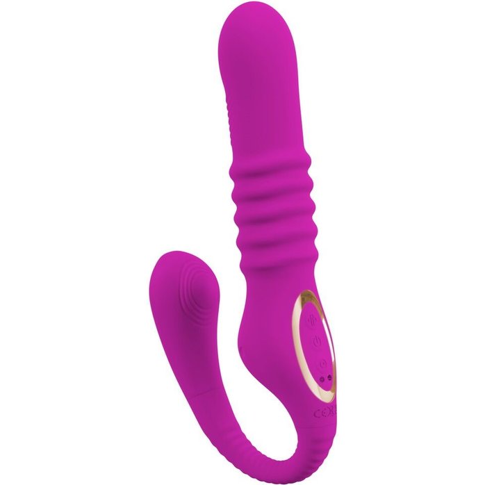 Лиловый вибратор 3 Function Vibrator с функцией фрикций и постукиванием - JAVIDA. Фотография 4.