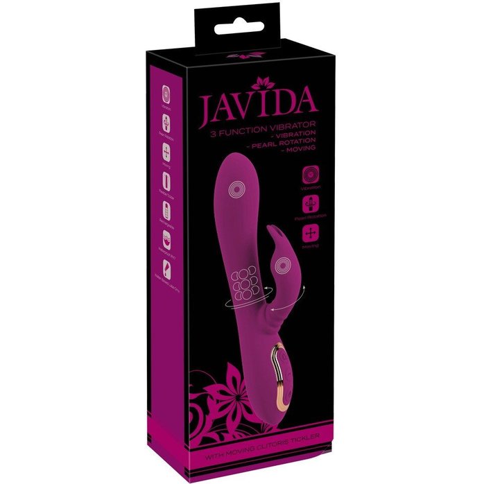 Фиолетовый вибратор 3 Function Vibrator с вращением бусин - 23 см - JAVIDA. Фотография 2.
