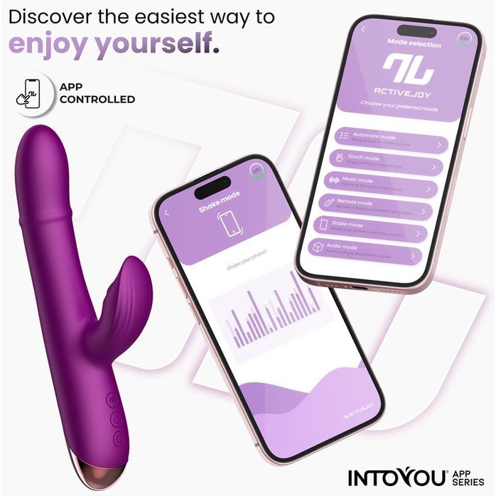 Фиолетовый интерактивный вибратор-кролик с кольцом из бусин и пульсацией Sendel. Фотография 5.