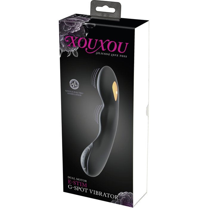 Черный вибратор-электростимулятор для точки G - 20,2 см - XOUXOU. Фотография 2.