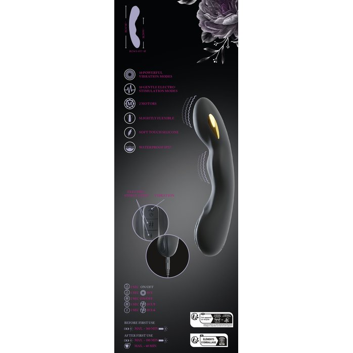Черный вибратор-электростимулятор для точки G - 20,2 см - XOUXOU. Фотография 13.