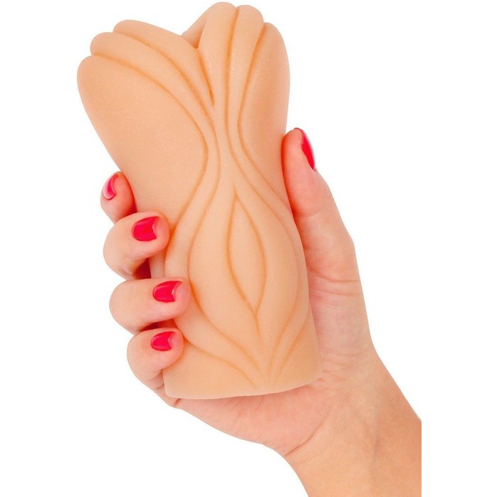 Телесный мастурбатор-вагина с рельефом на поверхности. Фотография 5.