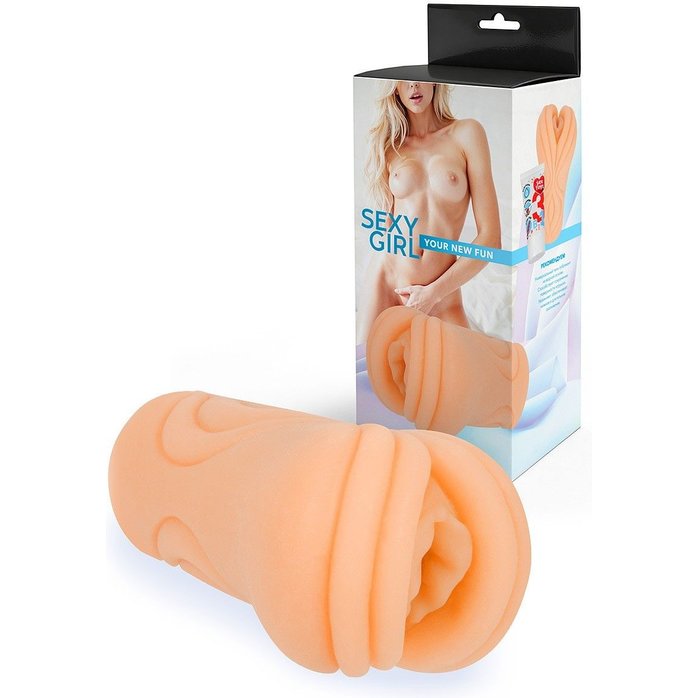 Телесный мастурбатор-вагина с рельефом на поверхности