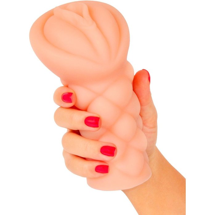 Телесный мастурбатор-вагина с вибропулей и эрекционными кольцами в комплекте. Фотография 6.