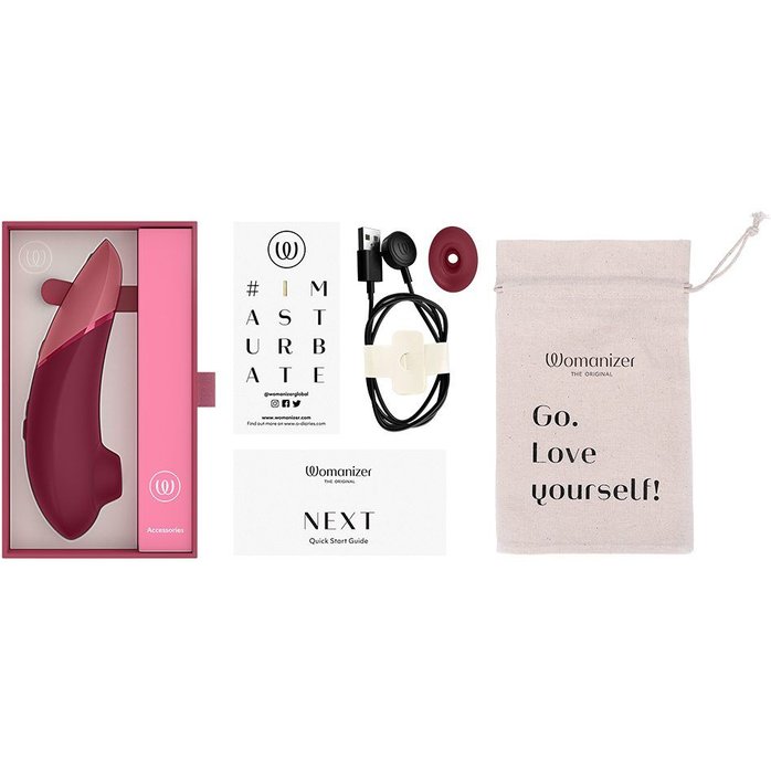 Бордовый бесконтактный клиторальный стимулятор Womanizer Next. Фотография 8.