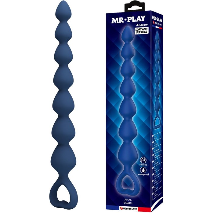 Синяя анальная цепочка - 26,7 см - Mr.Play. Фотография 2.