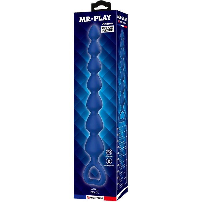 Синяя анальная цепочка - 26,7 см - Mr.Play. Фотография 3.