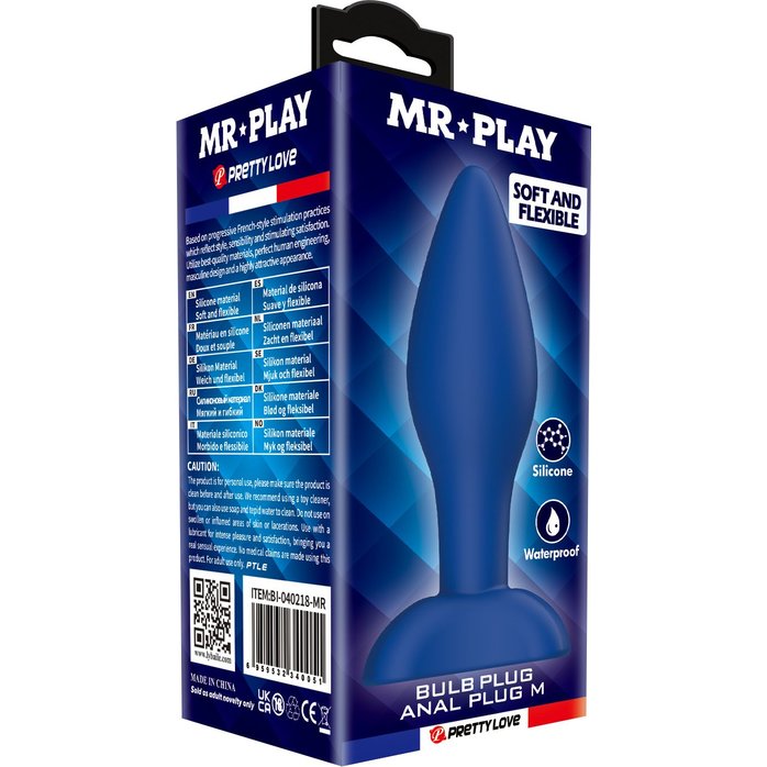 Синяя анальная пробка Bulb Plug - 10,5 см - Mr.Play. Фотография 3.