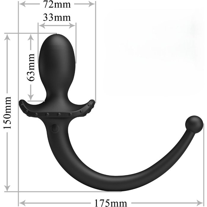 Черная анальная вибропробка с хвостом Anthony - Pretty Love. Фотография 6.