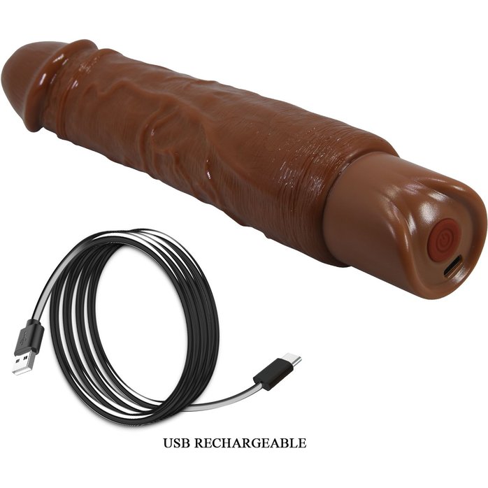 Коричневый реалистичный вибратор Rufus - 23,8 см - Pretty Love. Фотография 10.