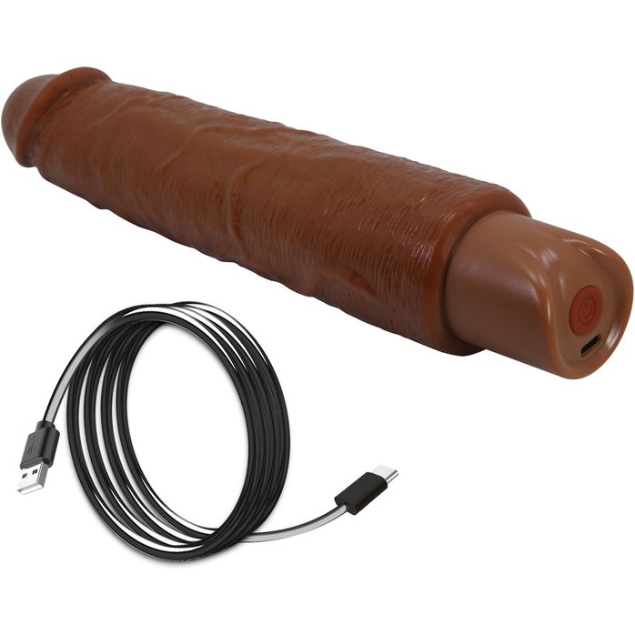 Коричневый реалистичный вибратор Soren - 25,2 см - Pretty Love. Фотография 10.