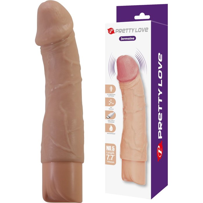 Телесный реалистичный вибратор Jermaine - 19,5 см - Pretty Love. Фотография 2.