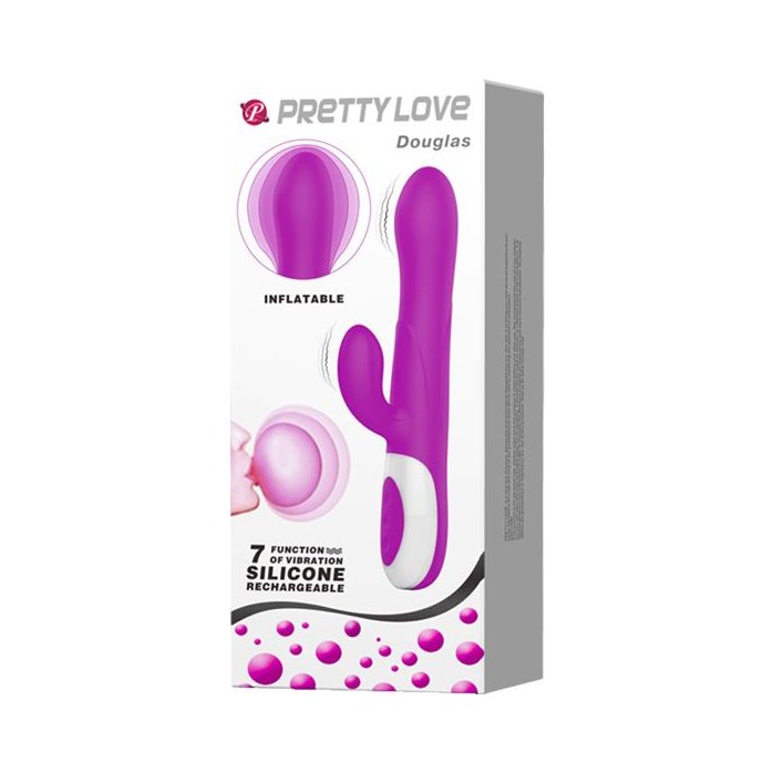 Лиловый вибратор Douglas с клиторальным отростком и функцией расширения - 24,9 см - Pretty Love. Фотография 2.