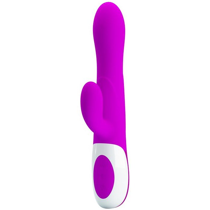 Лиловый вибратор Douglas с клиторальным отростком и функцией расширения - 24,9 см - Pretty Love