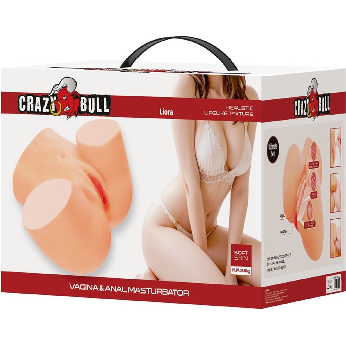 Телесный мастурбатор Liora с 2 любовными тоннелями - Crazy Bull. Фотография 2.