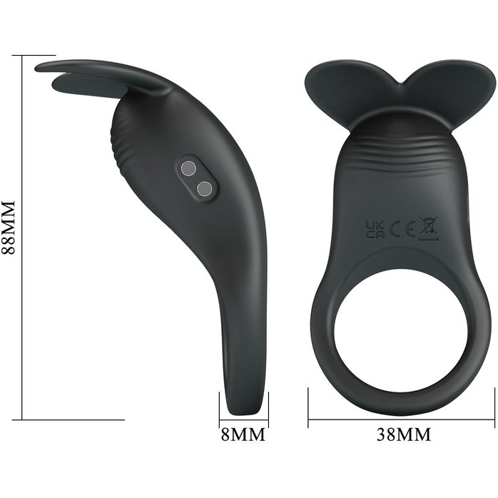 Черное перезаряжаемое виброкольцо Carlton - Pretty Love. Фотография 6.