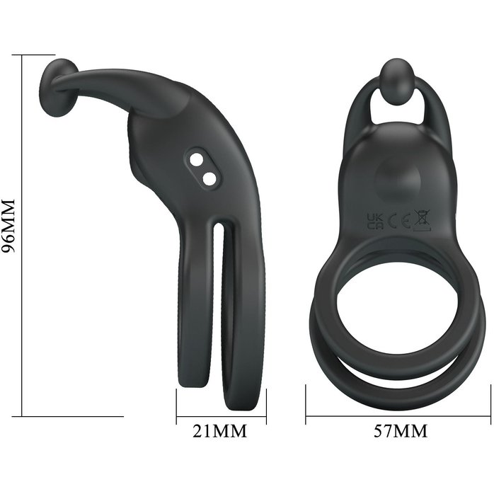 Черное перезаряжаемое виброкольцо Goodwin - Pretty Love. Фотография 5.