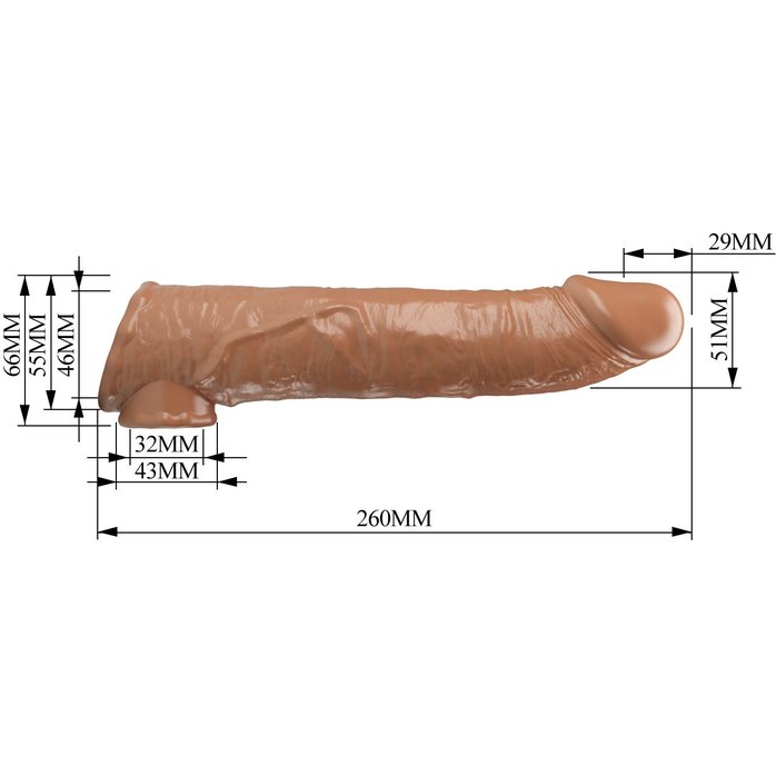 Карамельный фаллоудлинитель с подхватом мошонки Silas - 26 см - Pretty Love. Фотография 7.