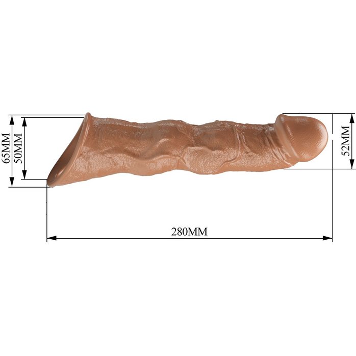 Карамельный фаллоудлинитель с 3 вставками - 28 см. Фотография 7.