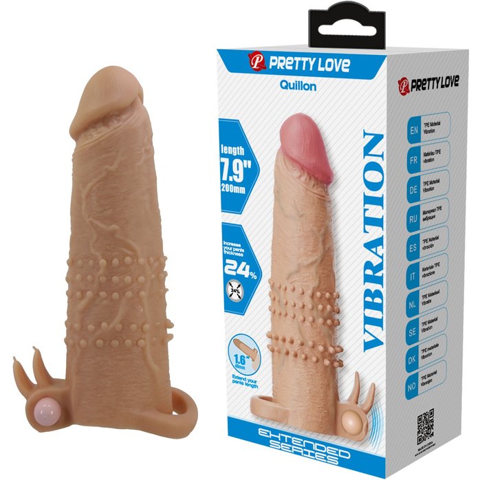 Телесная насадка на пенис Quillon - 20 см - Pretty Love. Фотография 2.
