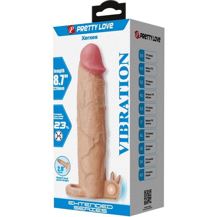 Телесная насадка на пенис Xerxes - 22 см - Pretty Love. Фотография 3.
